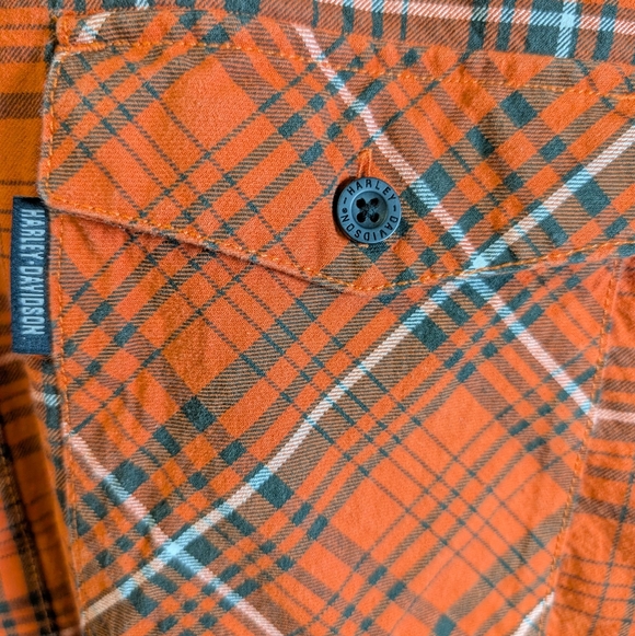 Harley Davidson Men's Heavy Twill Button Down Plaid Long Sleeve Shirt Size 3XL - Picture 3 of 9
